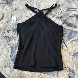 Women's Black Ribbed Halter Top old navy